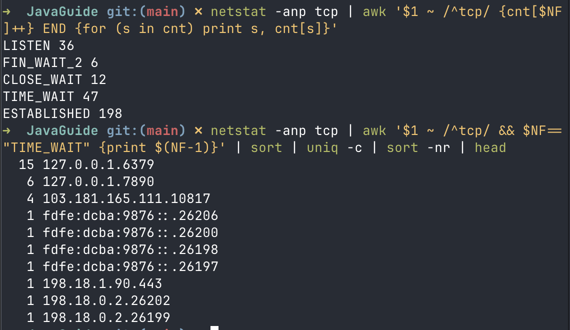 macOS:查看各 TCP 状态数量和 TIME-WAIT 主要集中在哪些远端